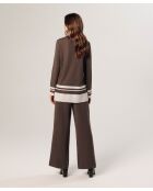 Pull Cheyenne rayures inférieures marron havane