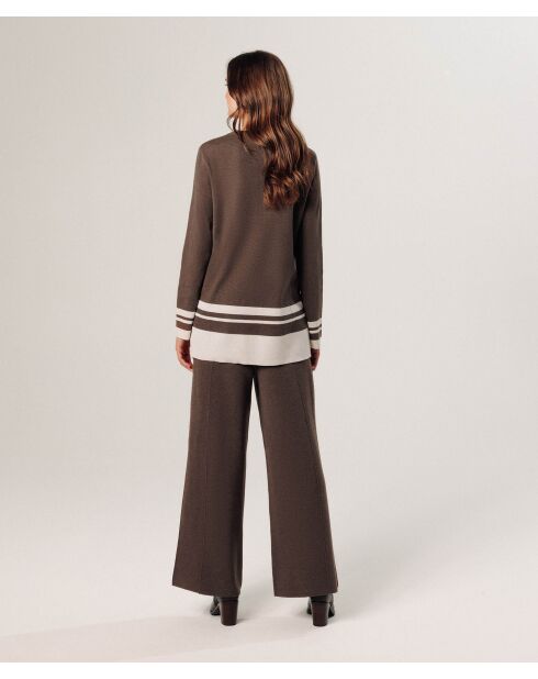 Pull Cheyenne rayures inférieures marron havane