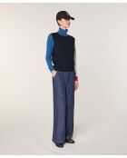 Pull Chloey 100% Laine col roulé multicolore bleu marine