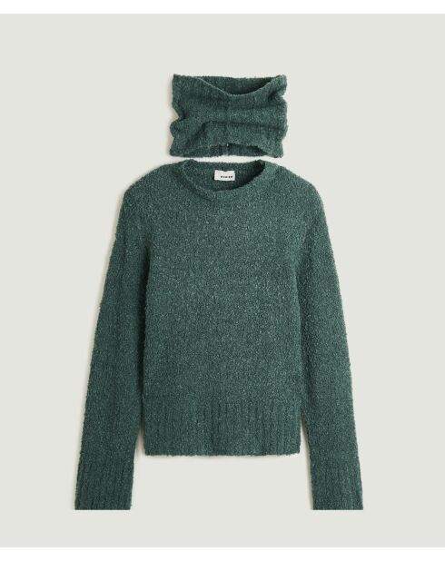 Pull Poppy en Laine mélangée col roulé amovible vert de gris