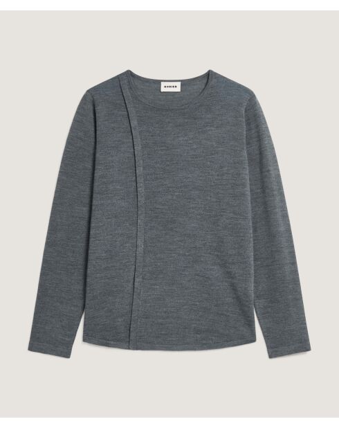 Pull Asuncion 100% laine col rond gris plomb