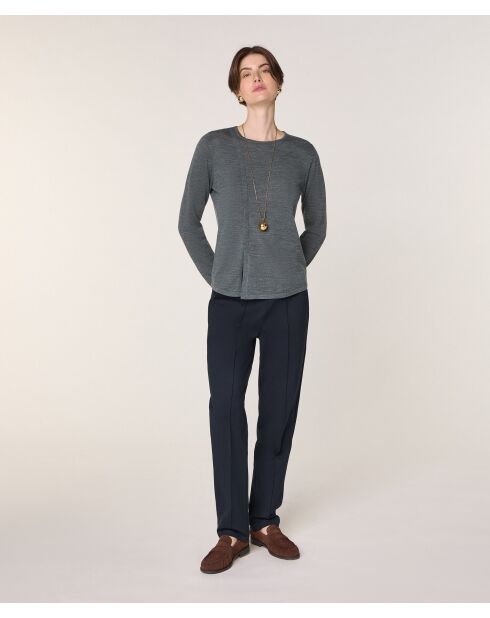 Pull Asuncion 100% laine col rond gris plomb