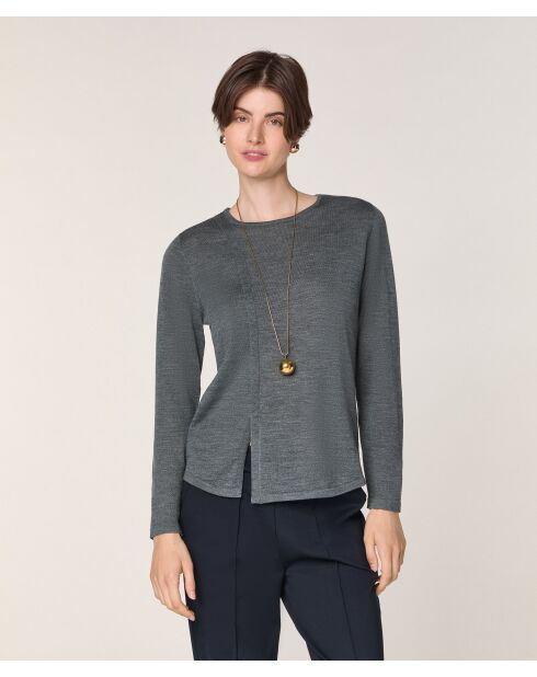 Pull Asuncion 100% laine col rond gris plomb
