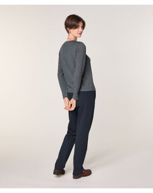 Pull Asuncion 100% laine col rond gris plomb