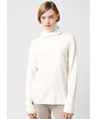 Pull Azalée large col Roulé blanc écru