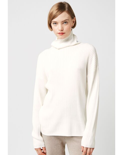 Pull Azalée large col Roulé blanc écru