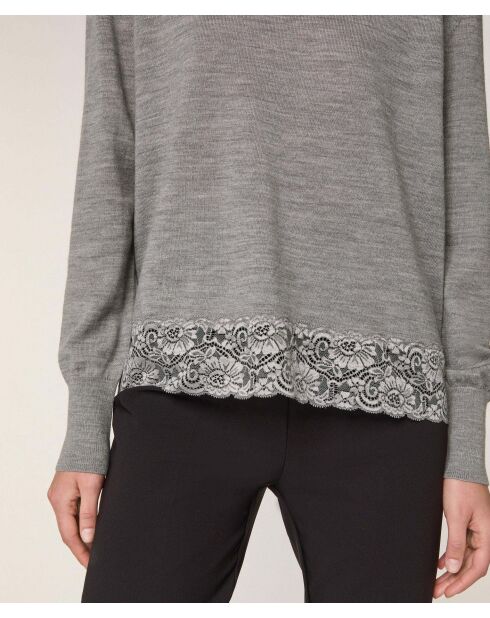 Pull Marie Lou 100% Laine gris foncé