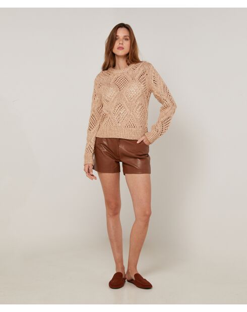 Pull Javotte en Coton & Laine beige ficelle
