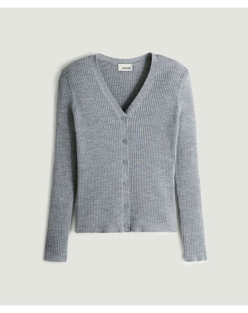 Gilet Mikaela 100% laine cache-coeur gris argent