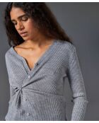 Gilet Mikaela 100% laine cache-coeur gris argent