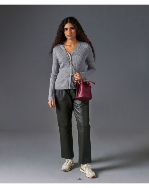 Gilet Mikaela 100% laine cache-coeur gris argent