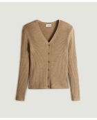 Gilet Alexane 100% laine cache-coeur marron chamois