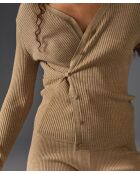 Gilet Alexane 100% laine cache-coeur marron chamois