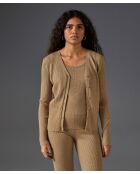 Gilet Alexane 100% laine cache-coeur marron chamois