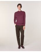 Pull Colette 100% laine col montant cotelé violet prune