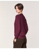Pull Colette 100% laine col montant cotelé violet prune
