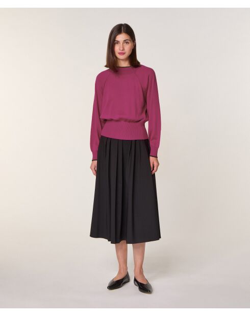 Pull Rhiana 100% laine col bicolore rose fuchsia