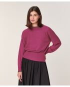 Pull Rhiana 100% laine col bicolore rose fuchsia
