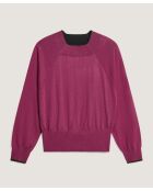 Pull Rhiana 100% laine col bicolore rose fuchsia