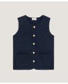 Gilet Maëva 100% laine sans manches milano bleu denim