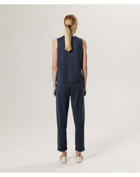 Gilet Maëva 100% laine sans manches milano bleu denim