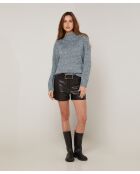 Pull chiné Barbe col montant bleu