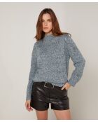 Pull chiné Barbe col montant bleu