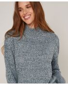 Pull chiné Barbe col montant bleu