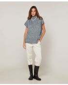Pull Julie-Annacoll roulé sans manches bleu