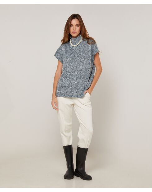 Pull Julie-Annacoll roulé sans manches bleu