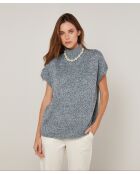 Pull Julie-Annacoll roulé sans manches bleu