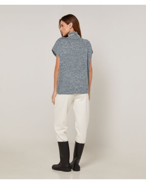 Pull Julie-Annacoll roulé sans manches bleu