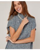 Pull Julie-Annacoll roulé sans manches bleu