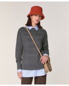 Pull Annouck 100% laine jacquard gris foncé