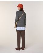 Pull Annouck 100% laine jacquard gris foncé