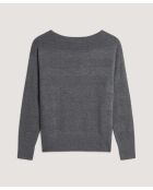 Pull Annouck 100% laine jacquard gris foncé