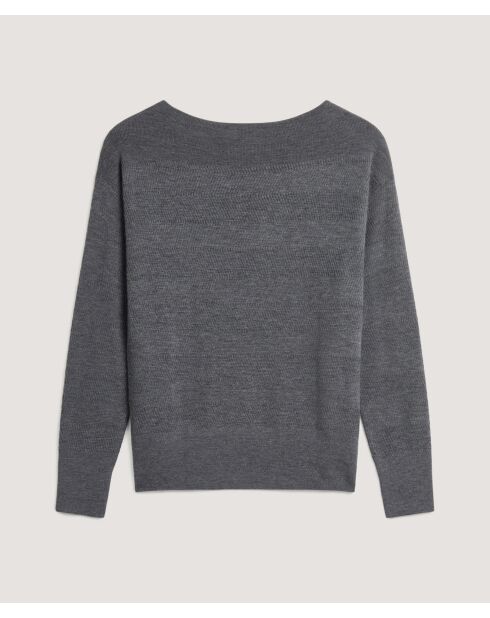 Pull Annouck 100% laine jacquard gris foncé