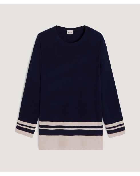 Pull Giuliana rayures inférieures bleu nuit