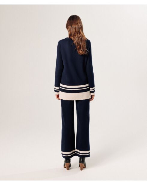 Pull Giuliana rayures inférieures bleu nuit