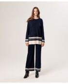 Pull Giuliana rayures inférieures bleu nuit
