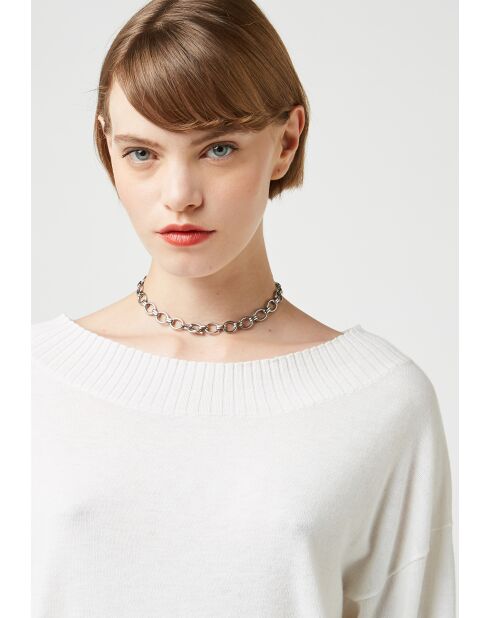 Pull Marie-Chantal ample blanc écru
