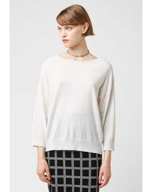 Pull Marie-Chantal ample blanc écru
