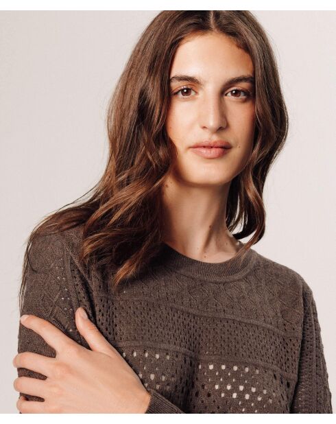 Pull Colombine ajouré marron havane