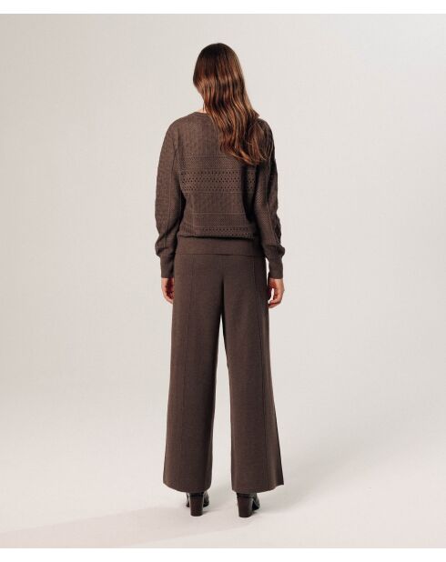 Pull Colombine ajouré marron havane