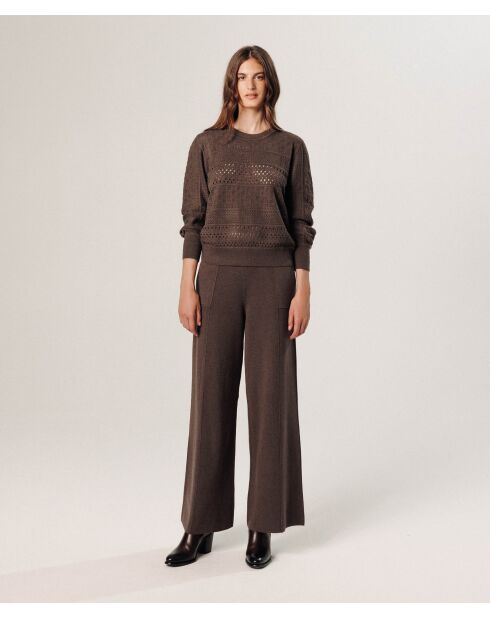 Pull Colombine ajouré marron havane
