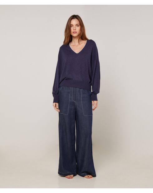 Pull Aimée en Laine mélangée bleu denim