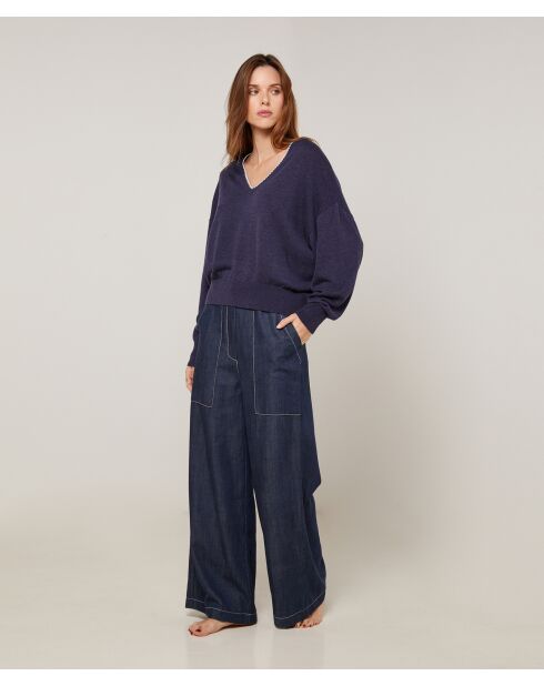 Pull Aimée en Laine mélangée bleu denim