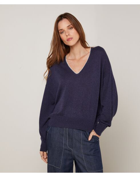 Pull Aimée en Laine mélangée bleu denim