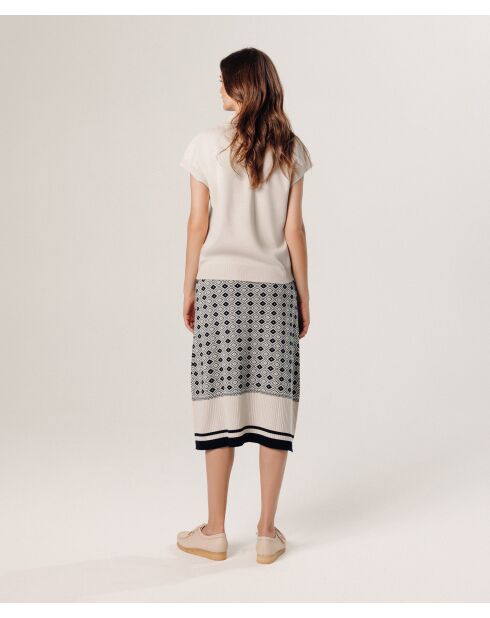 Pull Cerise manches courtes col monta blanc écru