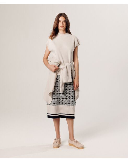 Pull Cerise manches courtes col monta blanc écru